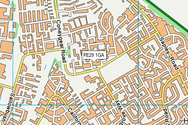 PE29 1GA map - OS VectorMap District (Ordnance Survey) PE29 1GA map - OS VectorMap District (Ordnance Survey)