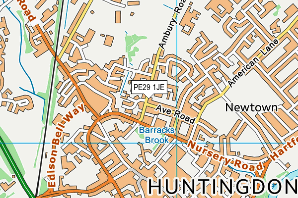 PE29 1JE map - OS VectorMap District (Ordnance Survey)
