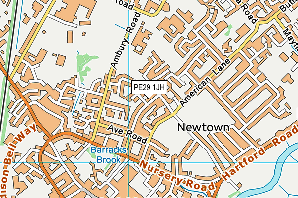 PE29 1JH map - OS VectorMap District (Ordnance Survey) PE29 1JH map - OS VectorMap District (Ordnance Survey)