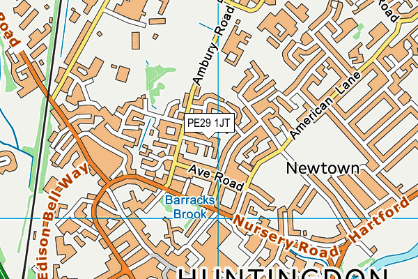 PE29 1JT map - OS VectorMap District (Ordnance Survey)