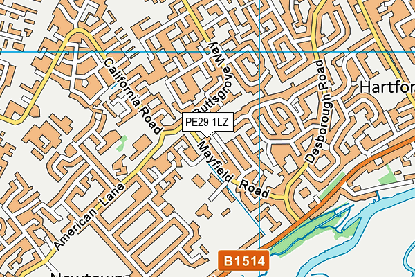 PE29 1LZ map - OS VectorMap District (Ordnance Survey) PE29 1LZ map - OS VectorMap District (Ordnance Survey)