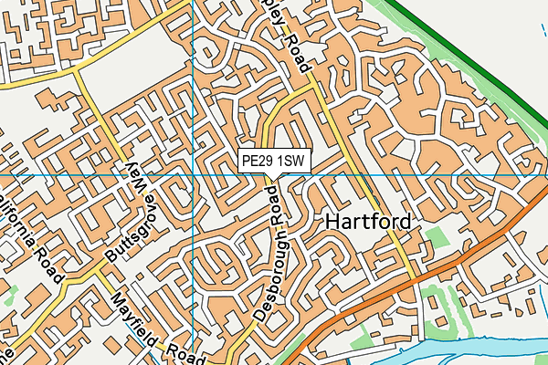 PE29 1SW map - OS VectorMap District (Ordnance Survey) PE29 1SW map - OS VectorMap District (Ordnance Survey)