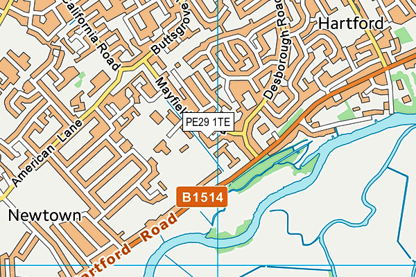 PE29 1TE map - OS VectorMap District (Ordnance Survey) PE29 1TE map - OS VectorMap District (Ordnance Survey)