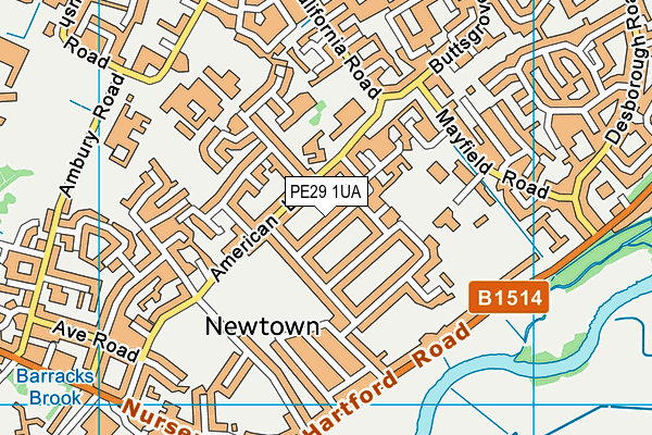 PE29 1UA map - OS VectorMap District (Ordnance Survey) PE29 1UA map - OS VectorMap District (Ordnance Survey)