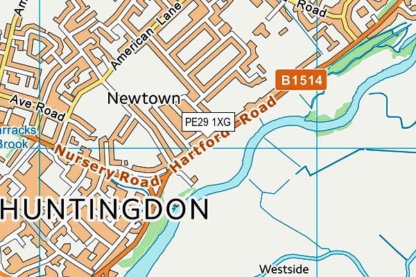 PE29 1XG map - OS VectorMap District (Ordnance Survey) PE29 1XG map - OS VectorMap District (Ordnance Survey)