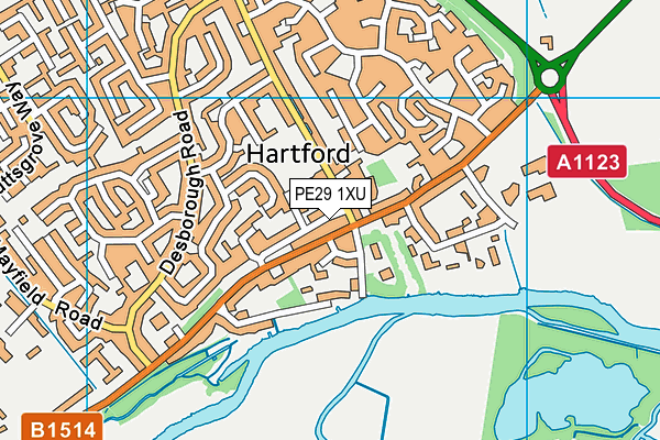 PE29 1XU map - OS VectorMap District (Ordnance Survey) PE29 1XU map - OS VectorMap District (Ordnance Survey)