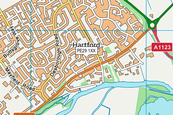PE29 1XX map - OS VectorMap District (Ordnance Survey) PE29 1XX map - OS VectorMap District (Ordnance Survey)