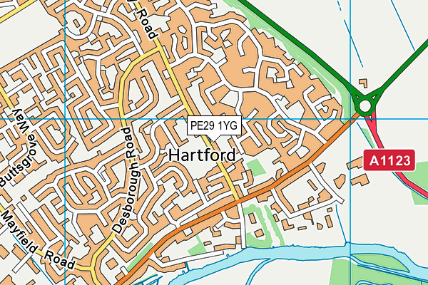 PE29 1YG map - OS VectorMap District (Ordnance Survey) PE29 1YG map - OS VectorMap District (Ordnance Survey)