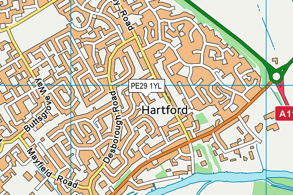 PE29 1YL map - OS VectorMap District (Ordnance Survey) PE29 1YL map - OS VectorMap District (Ordnance Survey)