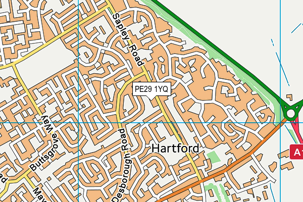 PE29 1YQ map - OS VectorMap District (Ordnance Survey) PE29 1YQ map - OS VectorMap District (Ordnance Survey)