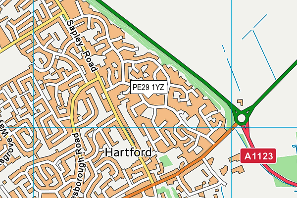 PE29 1YZ map - OS VectorMap District (Ordnance Survey) PE29 1YZ map - OS VectorMap District (Ordnance Survey)