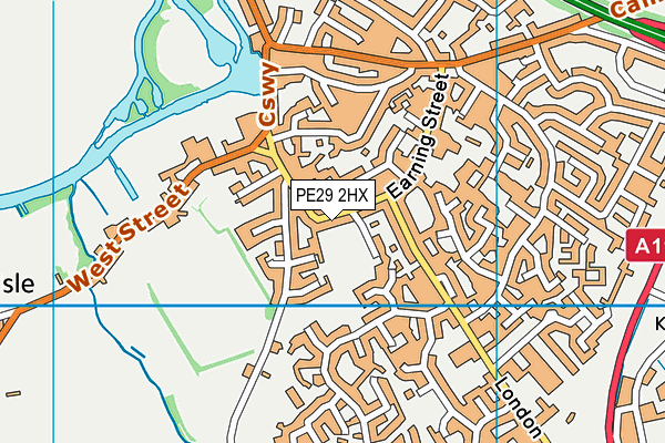 PE29 2HX map - OS VectorMap District (Ordnance Survey) PE29 2HX map - OS VectorMap District (Ordnance Survey)