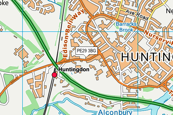 PE29 3BG map - OS VectorMap District (Ordnance Survey) PE29 3BG map - OS VectorMap District (Ordnance Survey)