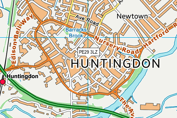 PE29 3LZ map - OS VectorMap District (Ordnance Survey)