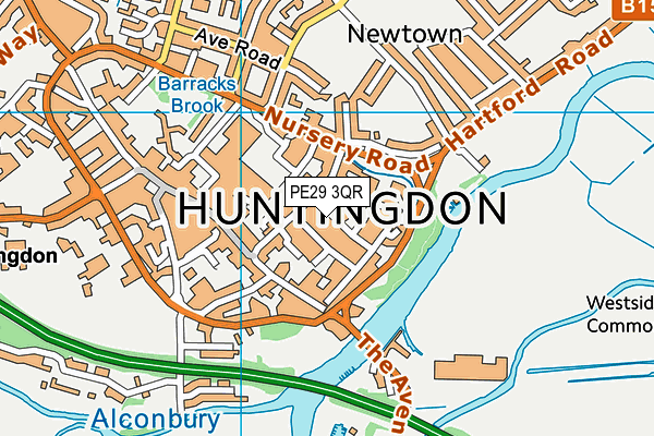 PE29 3QR map - OS VectorMap District (Ordnance Survey)