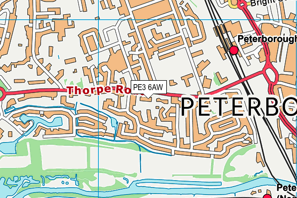 PE3 6AW map - OS VectorMap District (Ordnance Survey)