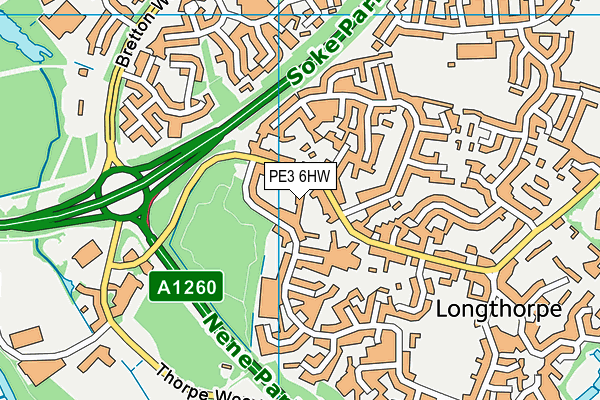 PE3 6HW map - OS VectorMap District (Ordnance Survey)
