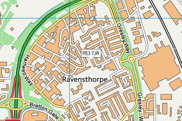 PE3 7JR map - OS VectorMap District (Ordnance Survey) PE3 7JR map - OS VectorMap District (Ordnance Survey)