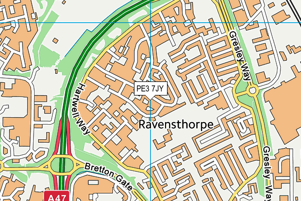 PE3 7JY map - OS VectorMap District (Ordnance Survey) PE3 7JY map - OS VectorMap District (Ordnance Survey)