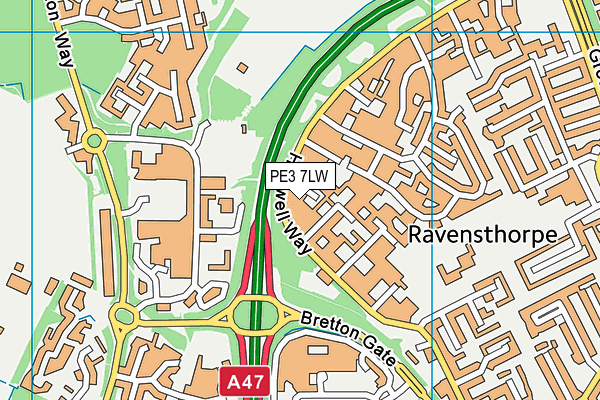 PE3 7LW map - OS VectorMap District (Ordnance Survey) PE3 7LW map - OS VectorMap District (Ordnance Survey)