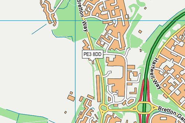 PE3 8DD map - OS VectorMap District (Ordnance Survey)
