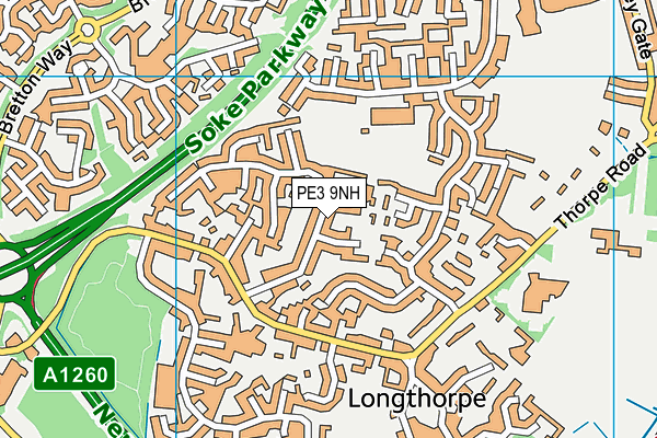 PE3 9NH map - OS VectorMap District (Ordnance Survey)