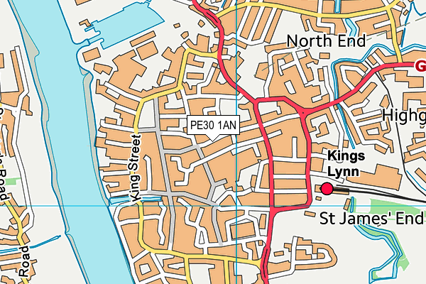 PE30 1AN map - OS VectorMap District (Ordnance Survey)