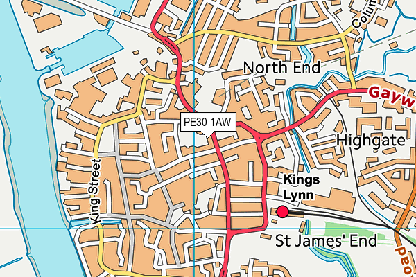 PE30 1AW map - OS VectorMap District (Ordnance Survey)
