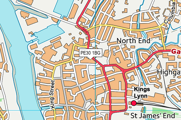 PE30 1BG map - OS VectorMap District (Ordnance Survey)