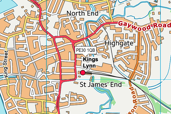 PE30 1QB map - OS VectorMap District (Ordnance Survey)