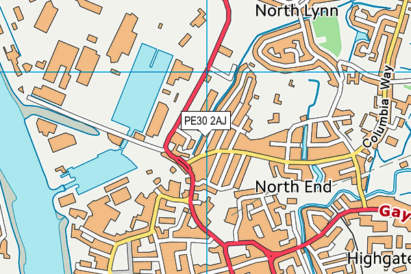 PE30 2AJ map - OS VectorMap District (Ordnance Survey)