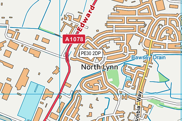 PE30 2DP map - OS VectorMap District (Ordnance Survey)