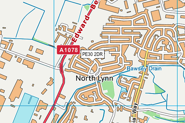 PE30 2DR map - OS VectorMap District (Ordnance Survey)