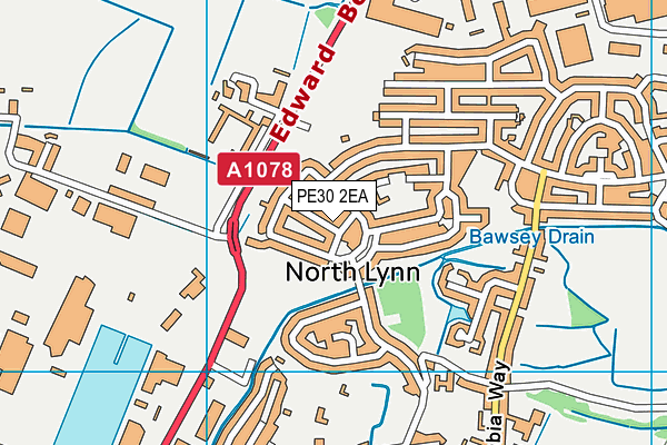 PE30 2EA map - OS VectorMap District (Ordnance Survey) PE30 2EA map - OS VectorMap District (Ordnance Survey)
