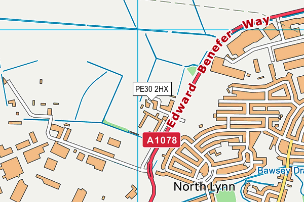 PE30 2HX map - OS VectorMap District (Ordnance Survey) PE30 2HX map - OS VectorMap District (Ordnance Survey)