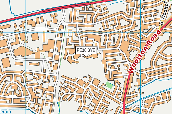 PE30 3YE map - OS VectorMap District (Ordnance Survey)