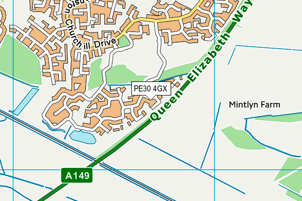 PE30 4GX map - OS VectorMap District (Ordnance Survey)