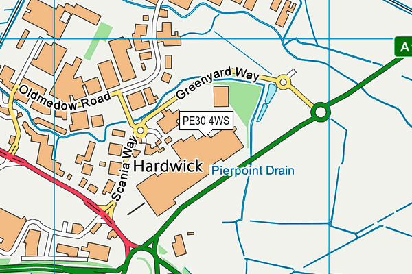 PE30 4WS map - OS VectorMap District (Ordnance Survey) PE30 4WS map - OS VectorMap District (Ordnance Survey)