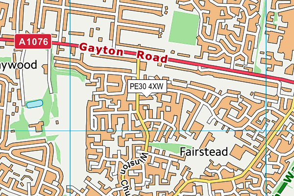 PE30 4XW map - OS VectorMap District (Ordnance Survey)