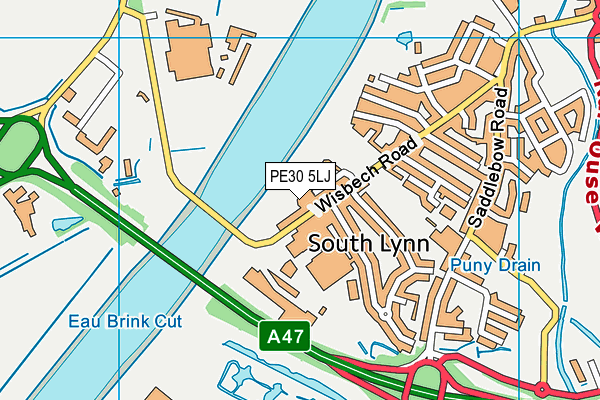 PE30 5LJ map - OS VectorMap District (Ordnance Survey)
