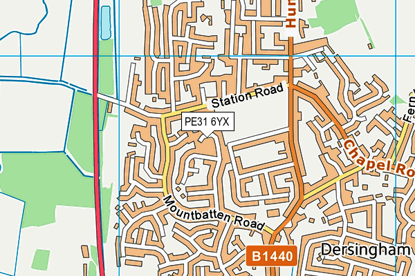 PE31 6YX map - OS VectorMap District (Ordnance Survey) PE31 6YX map - OS VectorMap District (Ordnance Survey)