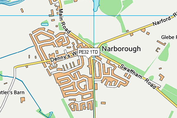 PE32 1TD map - OS VectorMap District (Ordnance Survey)