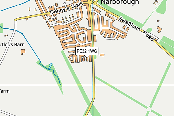 PE32 1WG map - OS VectorMap District (Ordnance Survey)