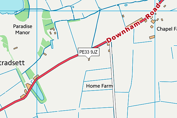 PE33 9JZ map - OS VectorMap District (Ordnance Survey) PE33 9JZ map - OS VectorMap District (Ordnance Survey)