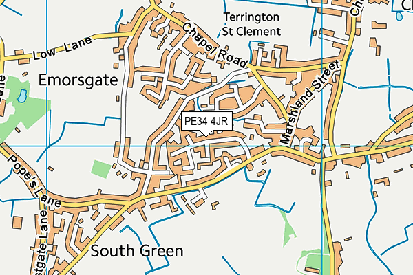 PE34 4JR map - OS VectorMap District (Ordnance Survey) PE34 4JR map - OS VectorMap District (Ordnance Survey)