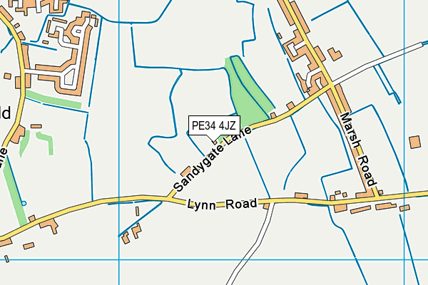 PE34 4JZ map - OS VectorMap District (Ordnance Survey) PE34 4JZ map - OS VectorMap District (Ordnance Survey)
