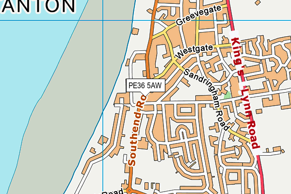 PE36 5AW map - OS VectorMap District (Ordnance Survey) PE36 5AW map - OS VectorMap District (Ordnance Survey)
