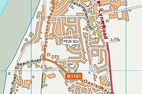 PE36 5DJ map - OS VectorMap District (Ordnance Survey) PE36 5DJ map - OS VectorMap District (Ordnance Survey)