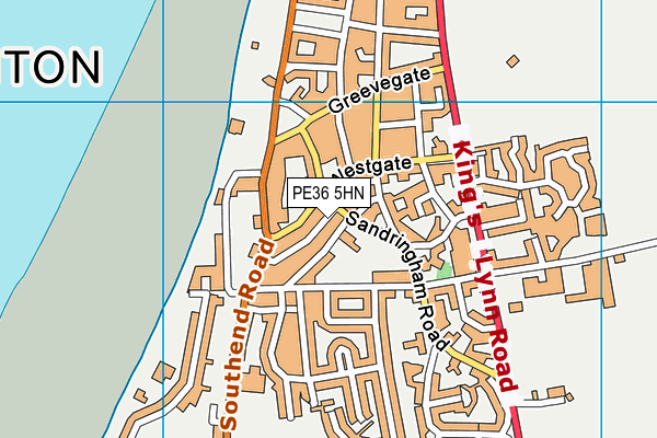 PE36 5HN map - OS VectorMap District (Ordnance Survey) PE36 5HN map - OS VectorMap District (Ordnance Survey)