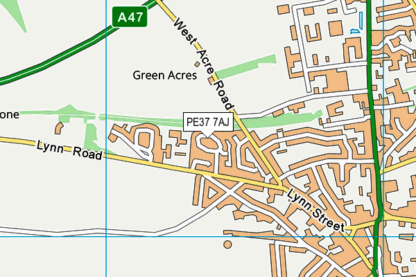 PE37 7AJ map - OS VectorMap District (Ordnance Survey) PE37 7AJ map - OS VectorMap District (Ordnance Survey)